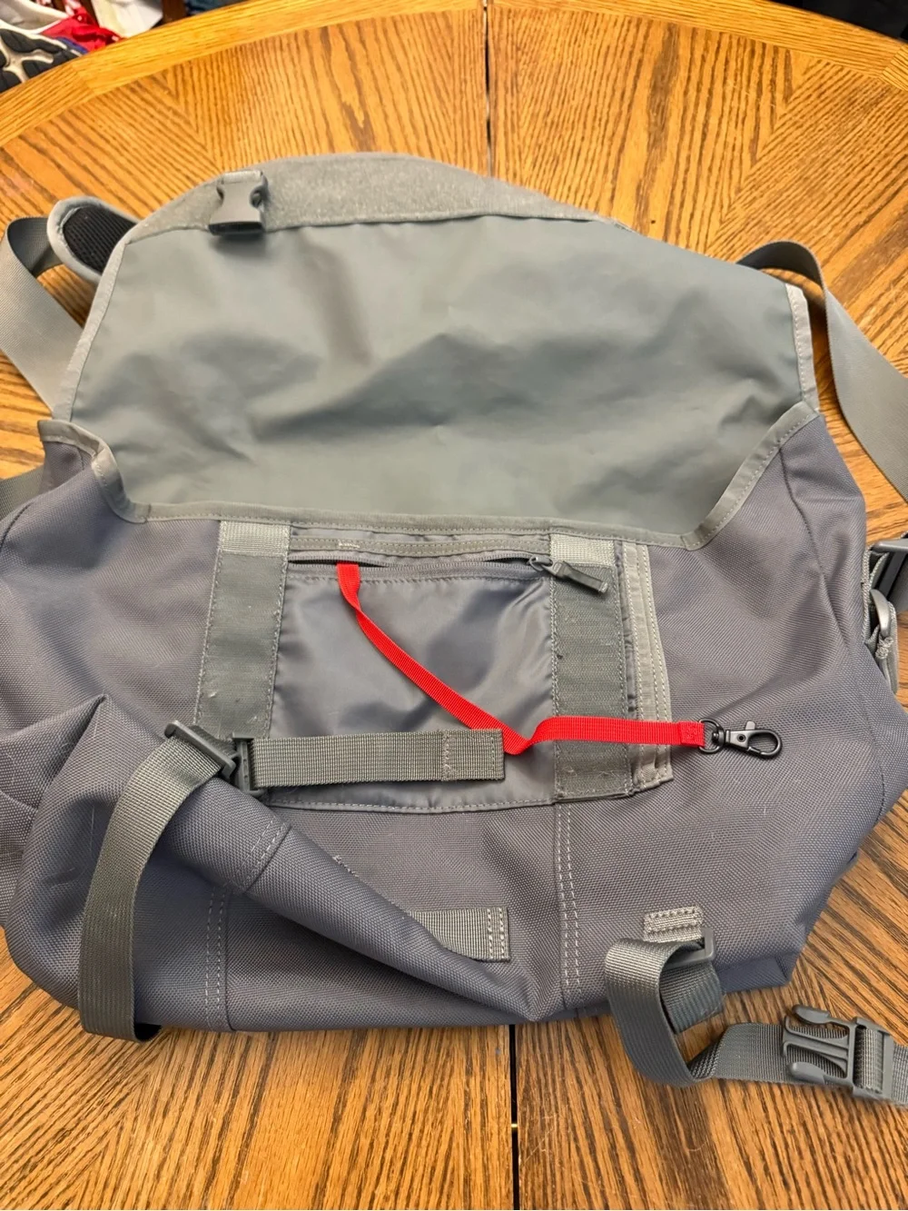 Timbuk2 Slate Gray Messenger Bag with Red Trim